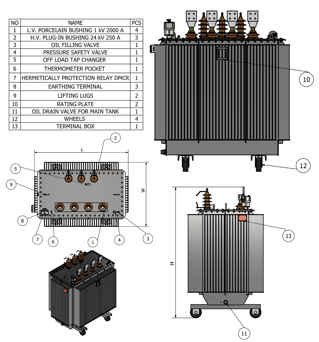 Hermetic Type Transformer